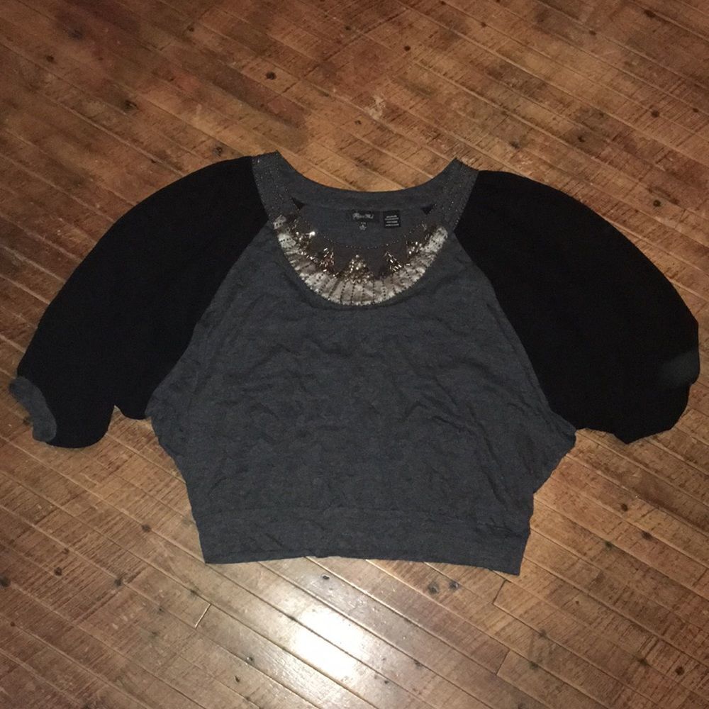 Miss Me L beaded batwing blouse